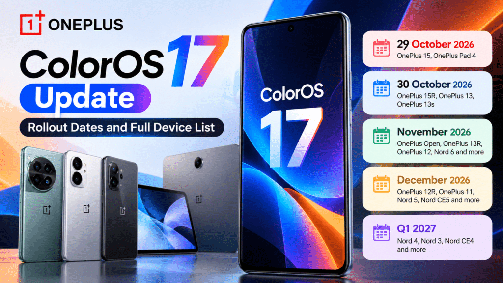 ColorOS 17 OnePlus update and eligible device rollout dates